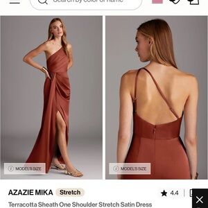 Azazie Mika Terracotta One Shoulder Dress